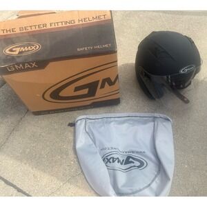 GMAX OF-77 Open Face Motorcycle Helmet Matte Black Medium DOT w Box Shield